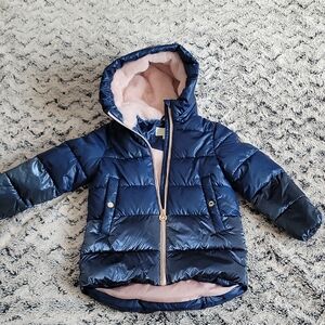 Michael Kors Midnight Blue Puffer with Soft Pink Interior